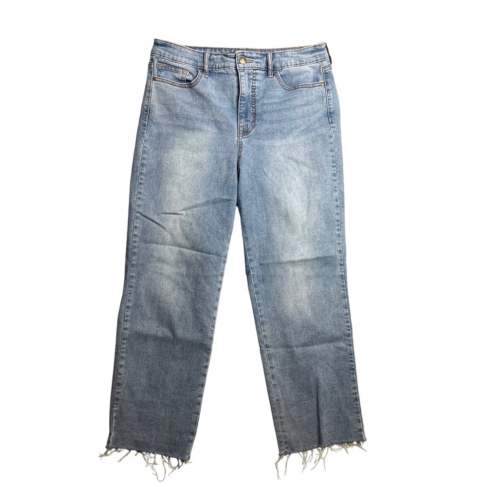 Sanctuary Social Standard High Rise Crop Straight‎ Leg Jeans Size 10 Raw Hem